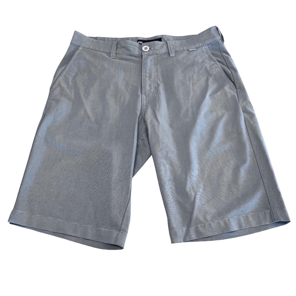 TravisMathew Grey White Micro Stripe Golf Shorts Size 32‎ Stretch Performance